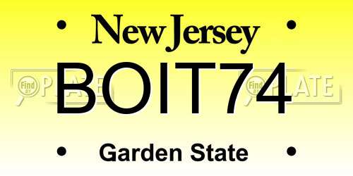 BOIT74 New Jersey License Plate