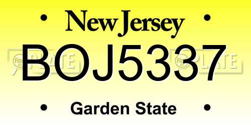 BOJ5337 New Jersey License Plate