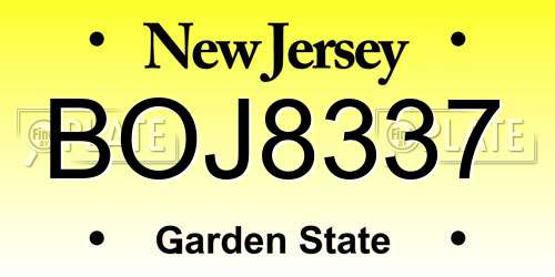 BOJ8337 New Jersey License Plate