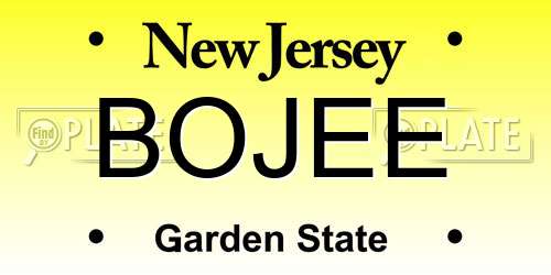 BOJEE New Jersey License Plate