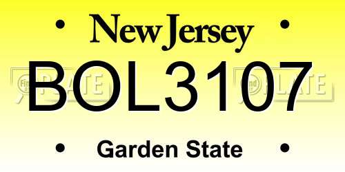 BOL3107 New Jersey License Plate