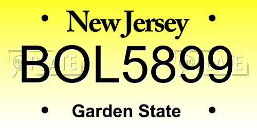 BOL5899 New Jersey License Plate