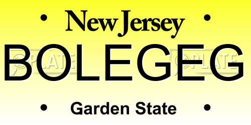 BOLEGEG New Jersey License Plate