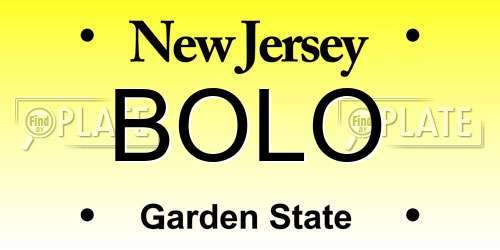 BOLO New Jersey License Plate