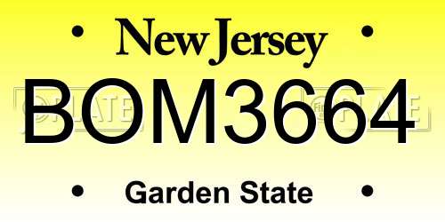 BOM3664 New Jersey License Plate