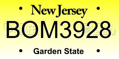 BOM3928 New Jersey License Plate