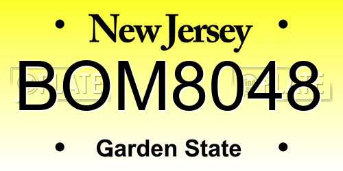 BOM8048 New Jersey License Plate