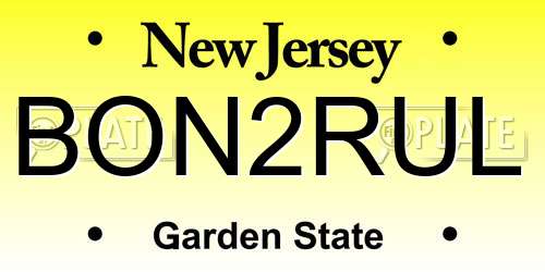 BON2RUL New Jersey License Plate