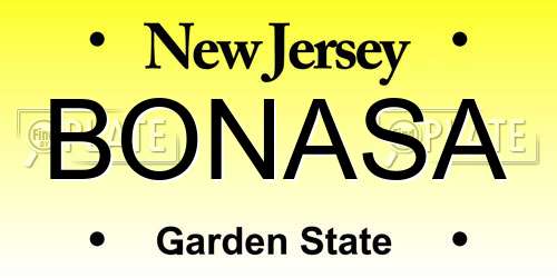 BONASA New Jersey License Plate