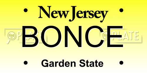 BONCE New Jersey License Plate