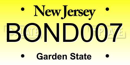BOND007 New Jersey License Plate