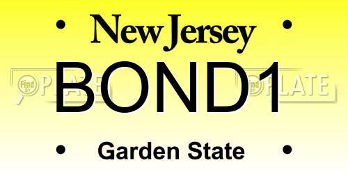 BOND1 New Jersey License Plate