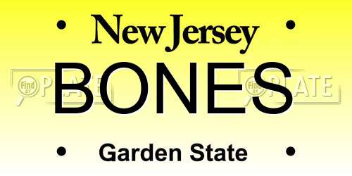 BONES New Jersey License Plate