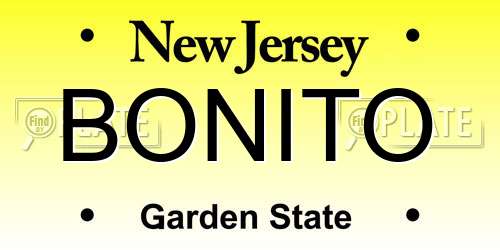 BONITO New Jersey License Plate