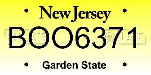 BOO6371 New Jersey License Plate