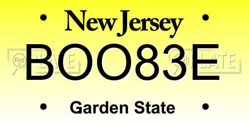 BOO83E New Jersey License Plate