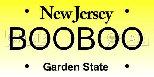 BOOBOO New Jersey License Plate