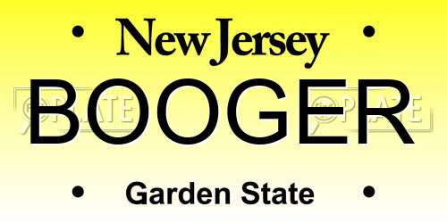 BOOGER New Jersey License Plate