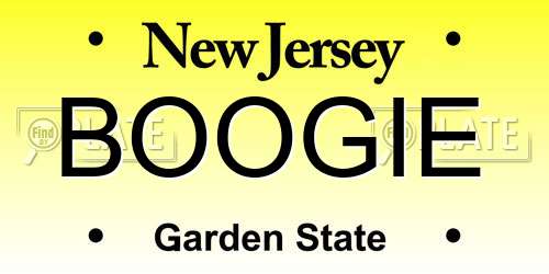 BOOGIE New Jersey License Plate