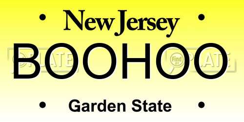 BOOHOO New Jersey License Plate