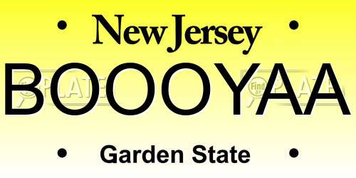BOOOYAA New Jersey License Plate