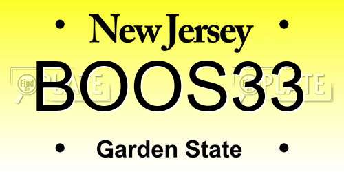 BOOS33 New Jersey License Plate