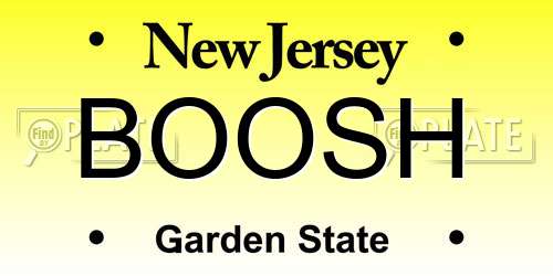 BOOSH New Jersey License Plate
