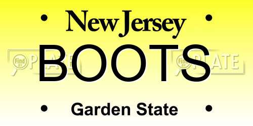 BOOTS New Jersey License Plate