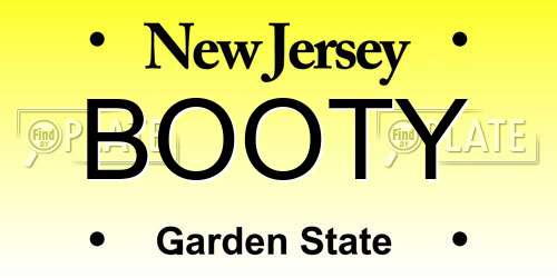 BOOTY New Jersey License Plate