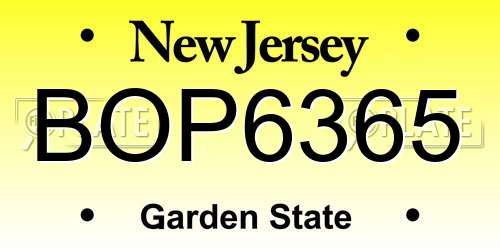 BOP6365 New Jersey License Plate
