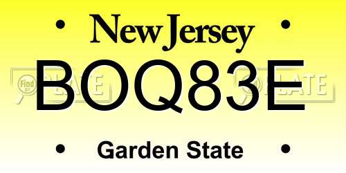 BOQ83E New Jersey License Plate