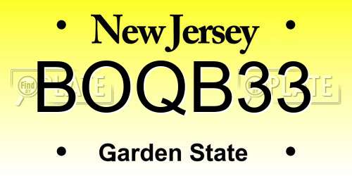 BOQB33 New Jersey License Plate