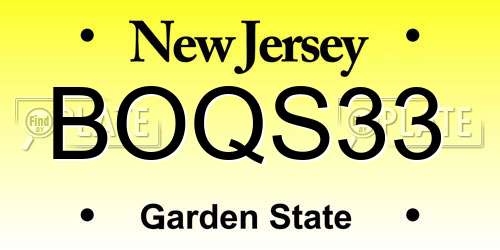 BOQS33 New Jersey License Plate