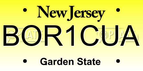 BOR1CUA New Jersey License Plate