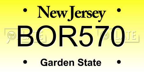 BOR570 New Jersey License Plate