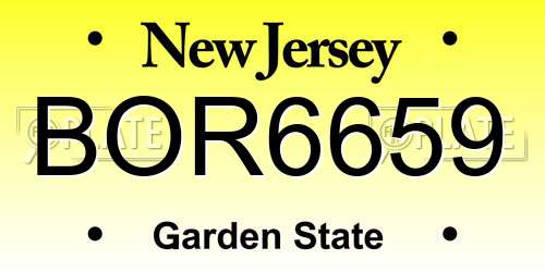 BOR6659 New Jersey License Plate
