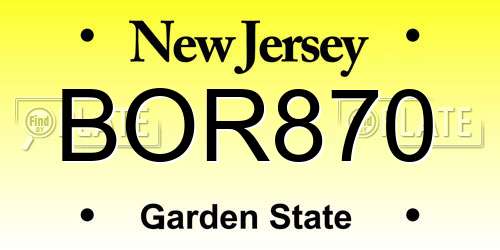 BOR870 New Jersey License Plate