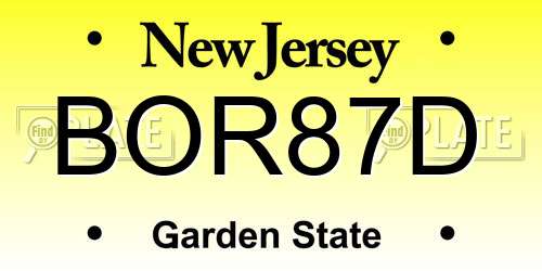 BOR87D New Jersey License Plate