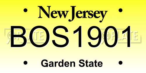BOS1901 New Jersey License Plate