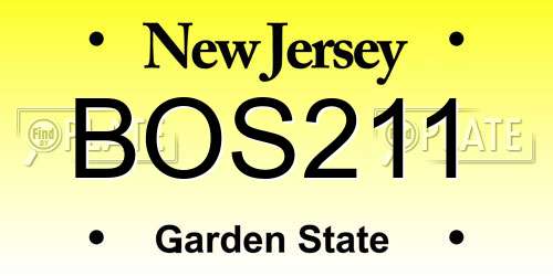 BOS211 New Jersey License Plate