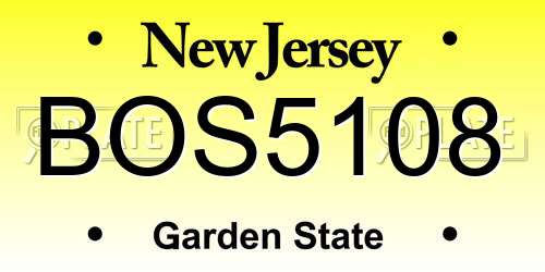 BOS5108 New Jersey License Plate