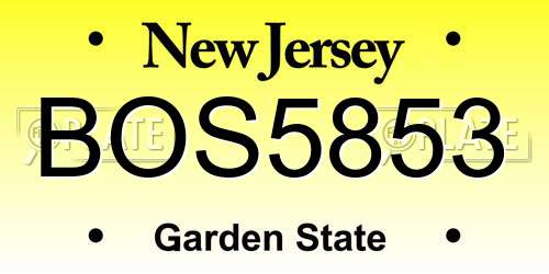 BOS5853 New Jersey License Plate