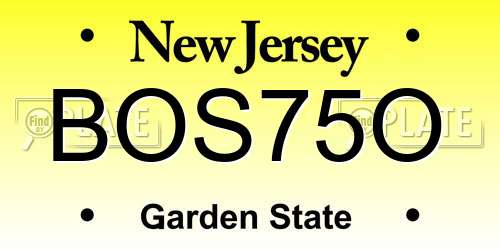 BOS75O New Jersey License Plate