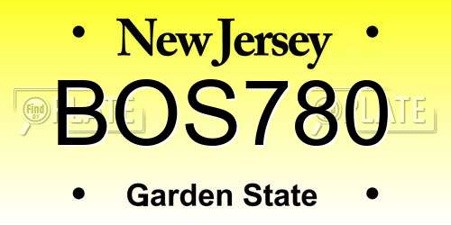 BOS780 New Jersey License Plate