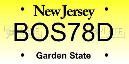 BOS78D New Jersey License Plate