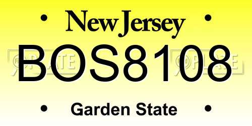 BOS8108 New Jersey License Plate