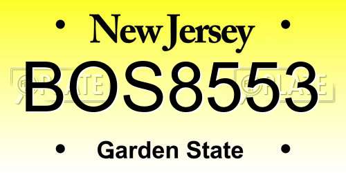 BOS8553 New Jersey License Plate