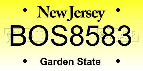 BOS8583 New Jersey License Plate