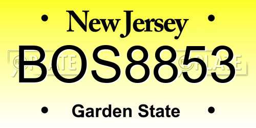 BOS8853 New Jersey License Plate