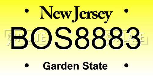 BOS8883 New Jersey License Plate